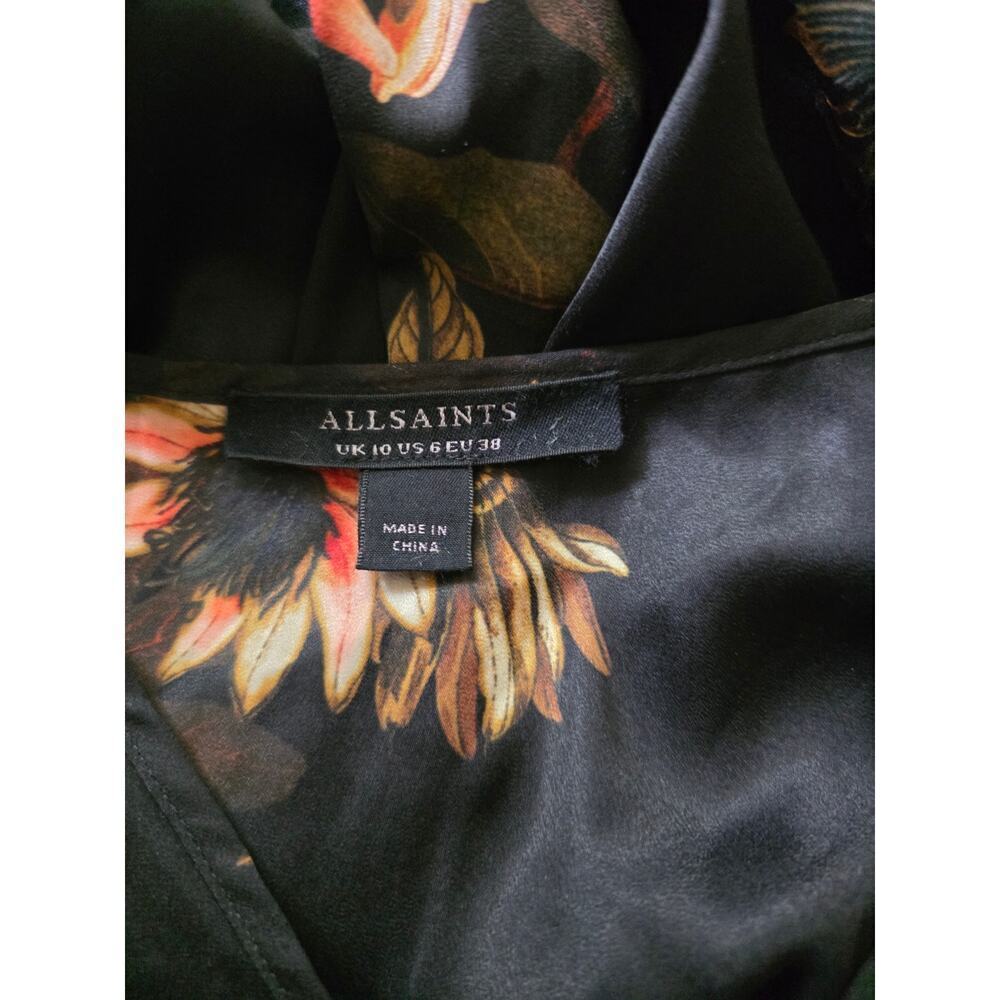Allsaints Size 10UK 6US Penny Style Floral Blouse Black - Picture 6 of 8